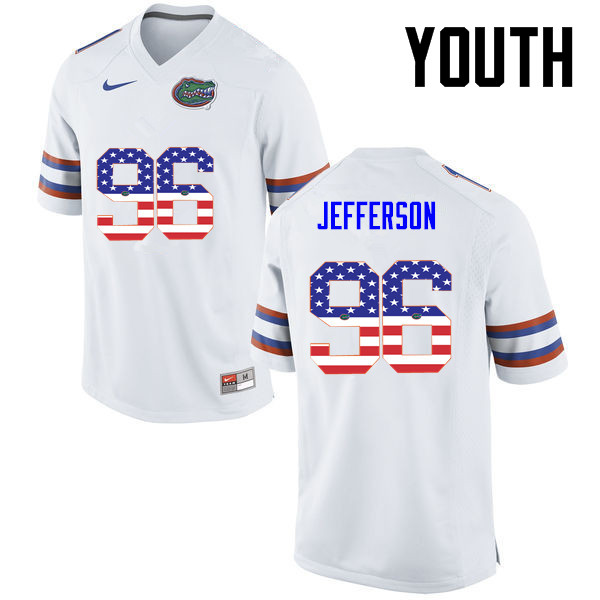 Youth Florida Gators #96 Cece Jefferson College Football USA Flag Fashion Jerseys-White - Click Image to Close